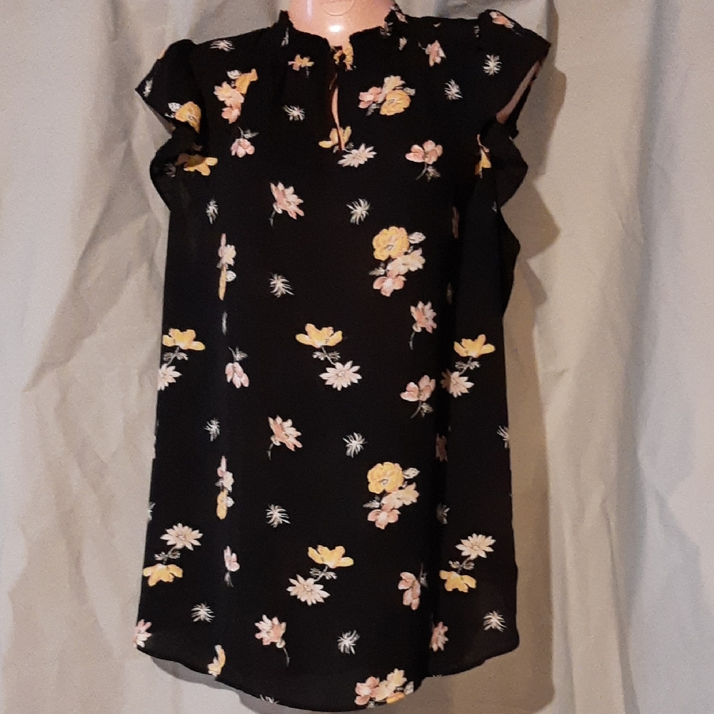 Floral Black Top